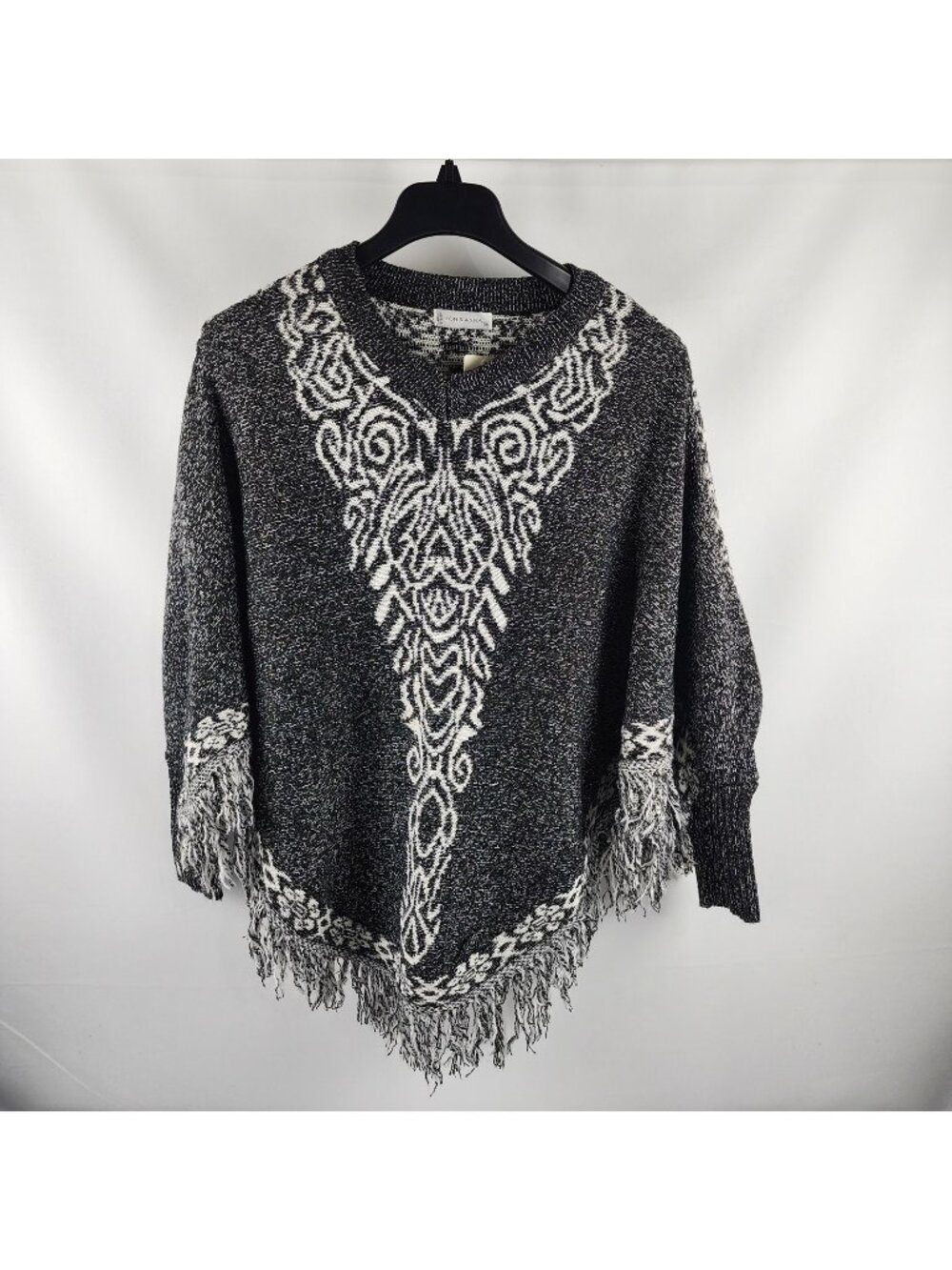 Jon & Anna Sweater Womens One Size Multi Poncho Gypsy Boho Fringe Pullover NWT